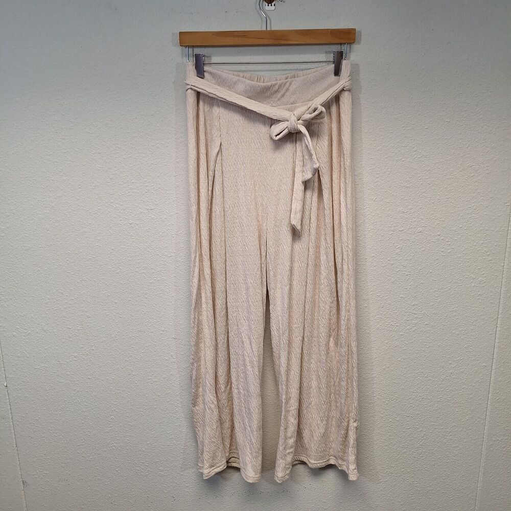 Z Supply Whisper Isla Pucker Knit Pant Wide Leg White Women's Size M NWT